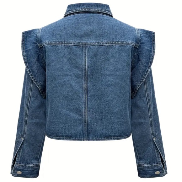 Ruffle Buttoned Denim Jacket - Picture 4 of 6